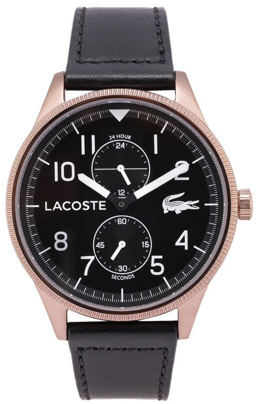 Lacoste Continental Black Dial Black Leather Strap Watch for Men - 2011042