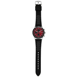 Fossil Tourer Red Dial Black Leather Strap Watch for Men - FS6086