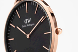 Daniel Wellington Classic York Black Dial Brown Leather Strap Watch For Women - DW00100140
