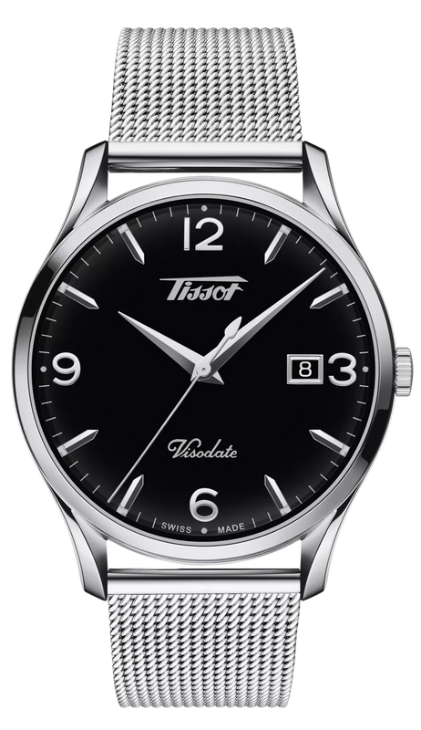 Tissot Heritage Visodate Black Dial Silver Steel Strap Watch - T118.410.11.057.00