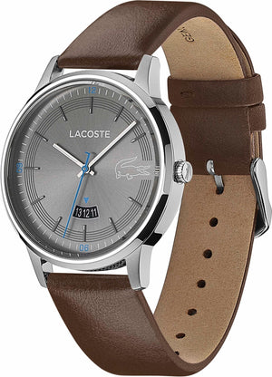Lacoste Madrid  Grey Dial Brown Leather Strap Watch for Men - 2011033