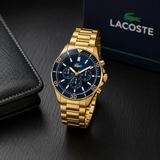 Lacoste Tiebreaker Blue Dial Gold Steel Strap Watch for Men - 2011151