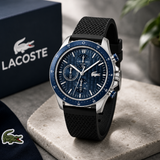 Lacoste Neoheritage Blue Dial Black Silicone Strap Watch for Men - 2011252