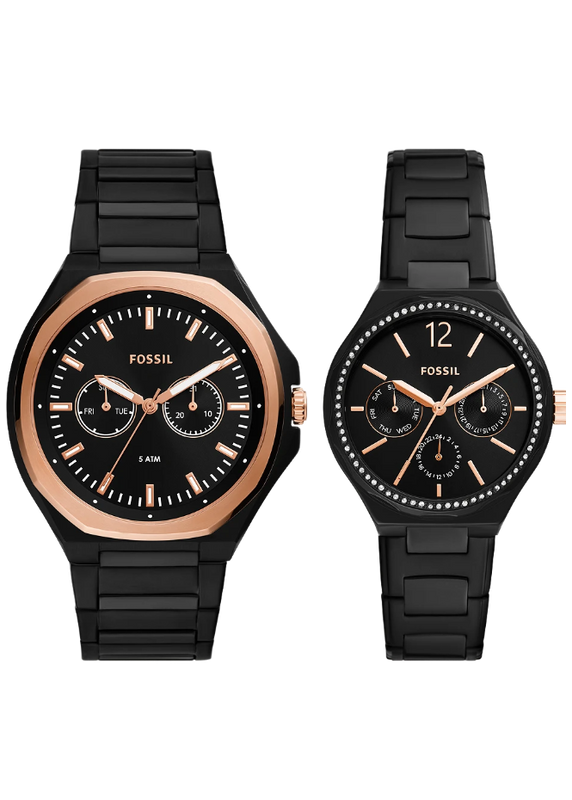 Fossil Evanston Black Dial Black Steel Strap Watch for Unisex - BQ2645