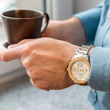Fossil Bannon White Dial Two Tone Steel Strap Watch for Men - BQ2707