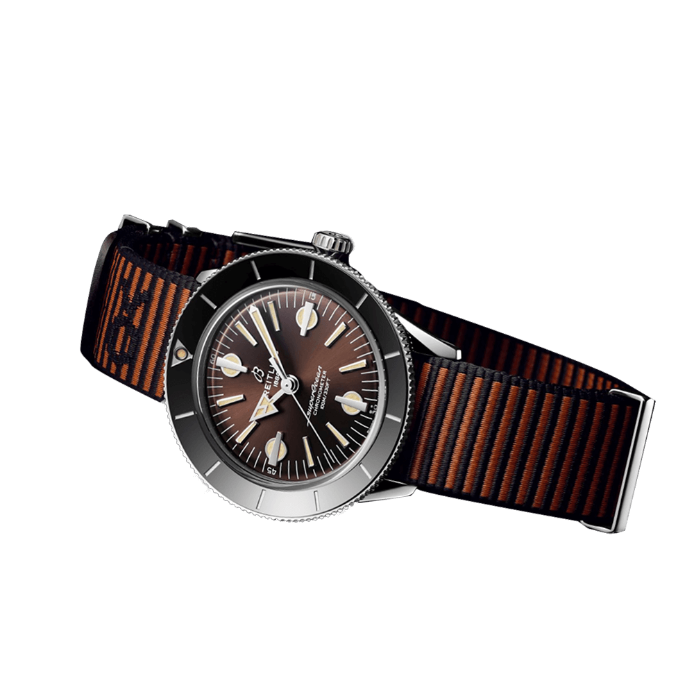 Breitling Superocean Heritage '57 Outerknown Brown Dial Brown NATO Strap Watch for Men - A103703A1Q1W1