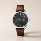 Lacoste Vienna Black Dial Brown Leather Strap Watch for Men - 2011045