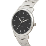 Fossil Minimalist Black Dial Silver Steel Strap Watch for Men - FS5307