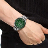 Lacoste Boston Green Dial Silver Steel Strap Watch for Men - 2011080