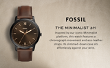 Fossil Minimalist Brown Dial Brown Leather Strap Watch for Men - FS5551