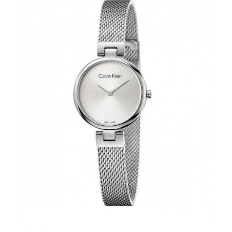 Calvin Klein Authentic Silver Dial Silver Mesh Bracelet Watch for Women - K8G23126