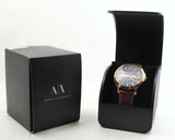 Armani Exchange Hampton Chronograph Blue Dial Brown Leather Strap Watch For Men - AX2172