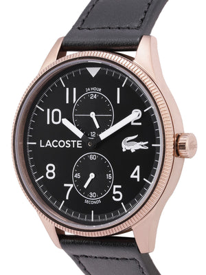 Lacoste Continental Black Dial Black Leather Strap Watch for Men - 2011042