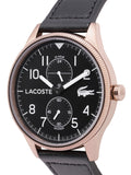 Lacoste Continental Black Dial Black Leather Strap Watch for Men - 2011042