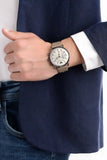 Emporio Armani Aviator Chronograph Grey Dial Beige Leather Strap Watch For Men - AR11107