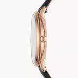 Fossil Jacqueline Mother of Pearl Dial Black Leather Strap Watch for Women - ES4535