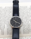 Calvin Klein Posh Black Dial Black Leather Strap Watch for Men - K8Q371C1