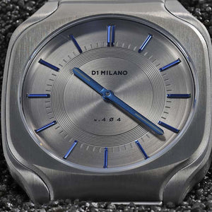 D1 Milano Square Titanium Gray Dial Gray Steel Strap Watch for Men - D1-SQBJ02