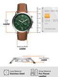 Fossil Neutra Green Dial Brown Leather Strap Watch for Men - FS5902