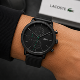 Lacoste Replay Black Dial Black Leather Strap Watch for Men - 2011177