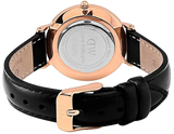 Daniel Wellington Classy Sheffield White Dial Black Leather Strap Watch For Women - DW00100060