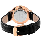 Daniel Wellington Classy Sheffield White Dial Black Leather Strap Watch For Women - DW00100060