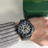 Fossil Bannon Black Dial Gray Steel Strap Watch for Men - BQ2678