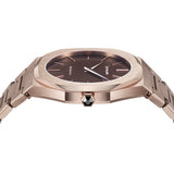 D1 Milano Ultra Thin Brown Dial Gold Steel Strap Watch for Men - D1-UTBJ13