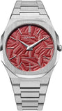 D1 Milano Ultra Thin Barn Red Dial Silver Steel Strap Watch for Men - D1-UTBJ33