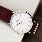 Daniel Wellington Classic Roselyn White Dial Red NATO Strap Watch For Women - DW00100268