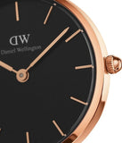 Daniel Wellington Classic Petite Bondi Black Dial White Leather Strap Watch For Women - DW00100285