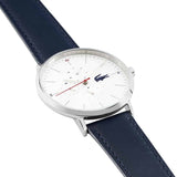 Lacoste Moon White Dial Blue Leather Strap Watch for Men - 2010975