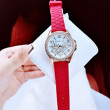 Michael Kors Pilot White Dial Rose Red Silicone Strap Watch for Women - MKO1005