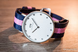 Daniel Wellington Classy Winchester White Dial Two Tone NATO Strap Watch For Women - DW00100081
