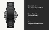 Fossil Townsman Clear Dial Black Steel Strap Watch for Men - ME3269