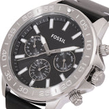 Fossil Bannon Black Dial Black Leather Strap Watch for Men - BQ2708