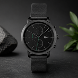 Lacoste Replay Black Dial Black Leather Strap Watch for Men - 2011177