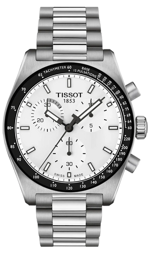 Tissot PR516 White Dial Grey Steel Strap Watch for Men - T149.417.11.011.00