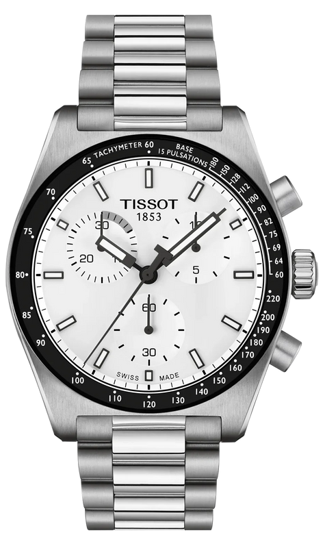 Tissot PR516 White Dial Grey Steel Strap Watch for Men - T149.417.11.011.00