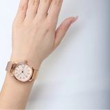Fossil Commuter White Dial Rose Gold Steel Strap Watch for Women - ES4333
