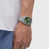 D1 Milano Square Eden Green Dial Silver Steel Strap Watch for Men - D1-SQBJ06