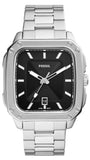 Fossil Inscription Black Dial Silver Steel Strap Watch for Men - FS5933