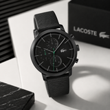 Lacoste Replay Black Dial Black Leather Strap Watch for Men - 2011177
