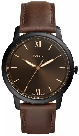 Fossil Minimalist Brown Dial Brown Leather Strap Watch for Men - FS5551