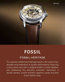 Fossil Heritage White Dial Brwon Leather Strap Watch for Men - ME3264