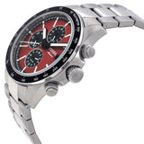 Fossil Autocross Red Dial Silver Steel Strap Watch for Men - BQ2895