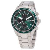 Fossil Autocross Green Dial Silver Steel Strap Watch for Men - BQ2878