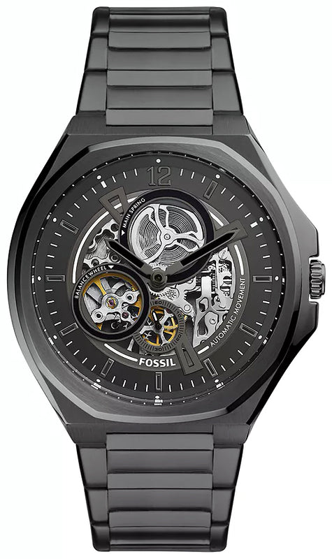 Fossil Evanston Black Dial Black Steel Strap Watch for Men - BQ2621
