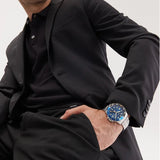 Fossil GMT Blue Dial Silver Steel Strap Watch for Men - FS5991