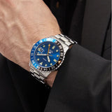 Fossil GMT Blue Dial Silver Steel Strap Watch for Men - FS5991